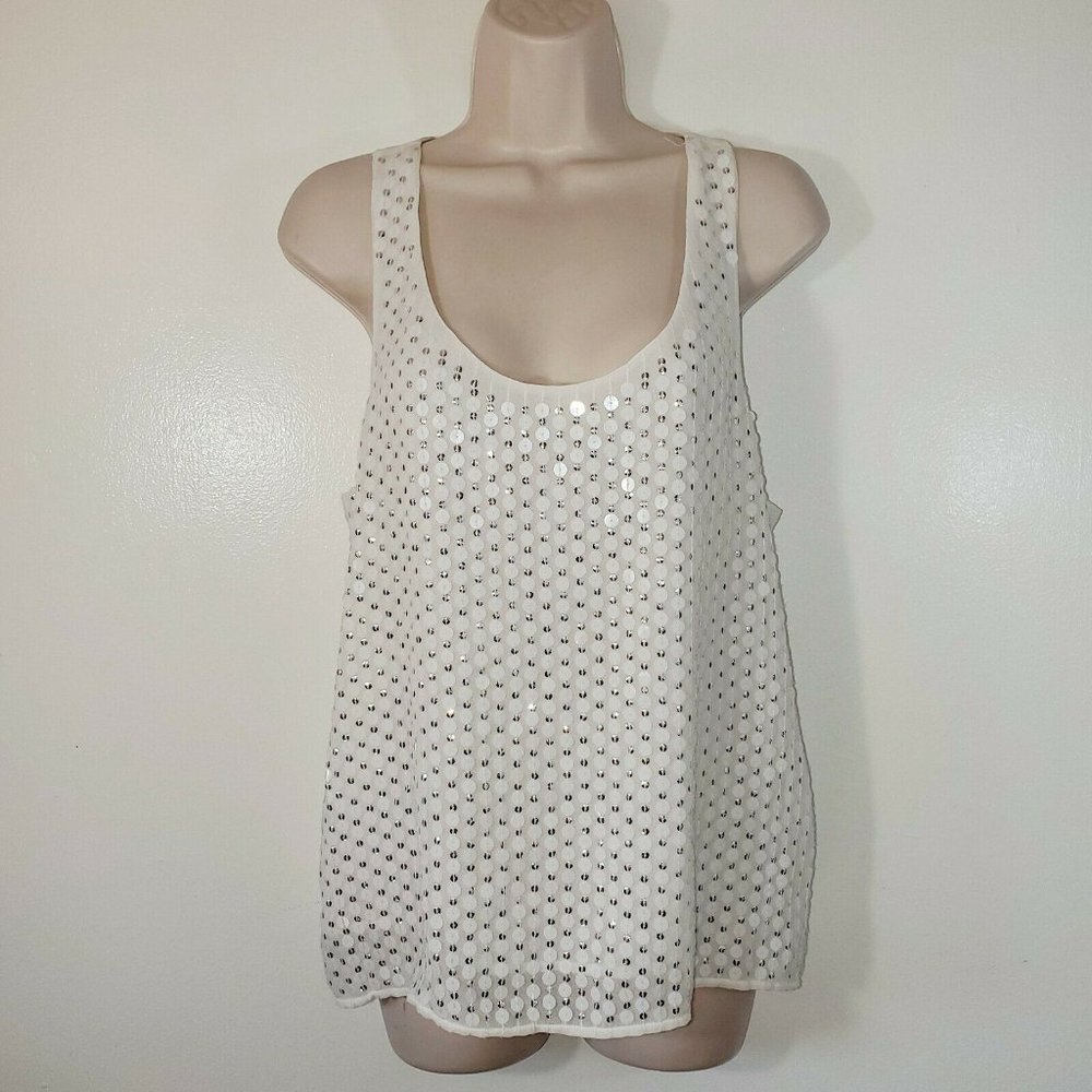 BISOU BISOU Womans Small TANK TOP  white SILVER
